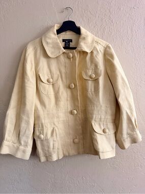 Rafaella Pale Yellow Linen-Cotton Jacket